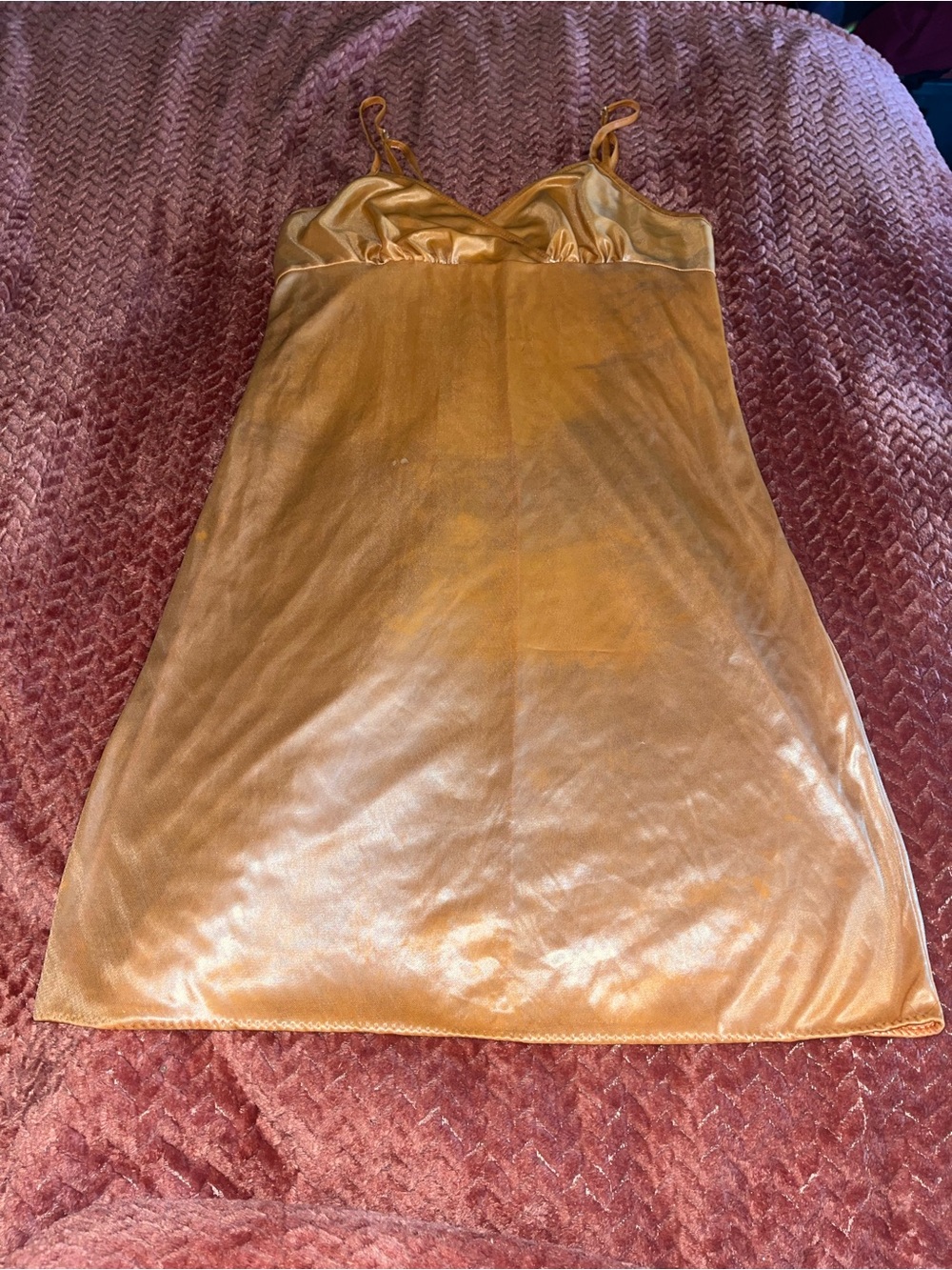 Fantasy Shin Gold/orange Y2K Chemise Slip with Adjustable Straps. Size L